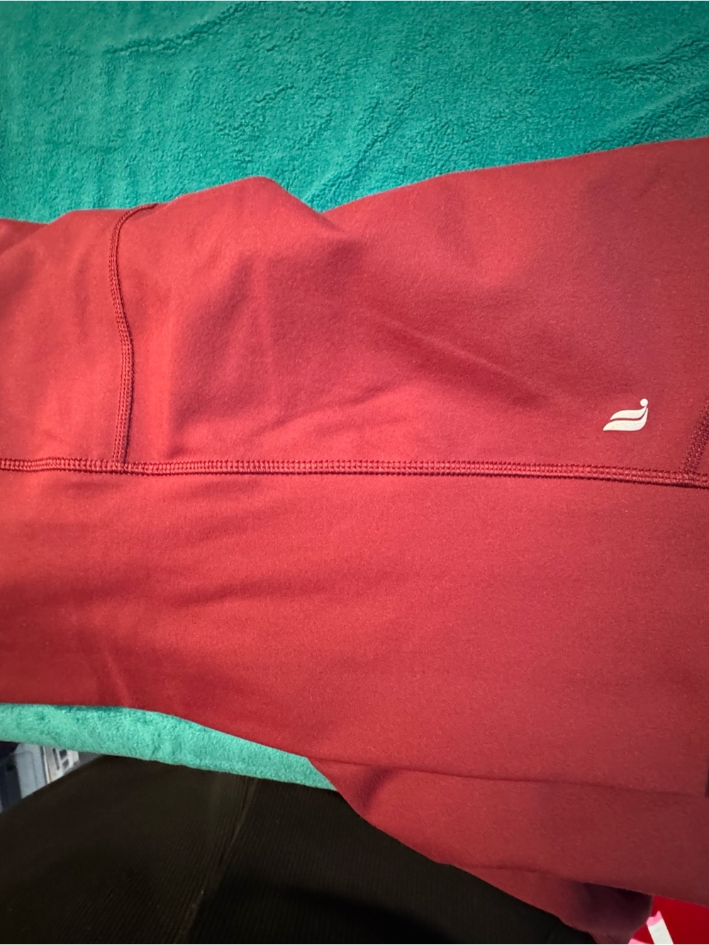 Fabletics PowerHold Leggings in Deep Wine with White Logo